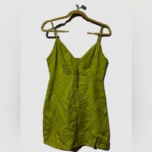 Green Linen Blend Summer Dress